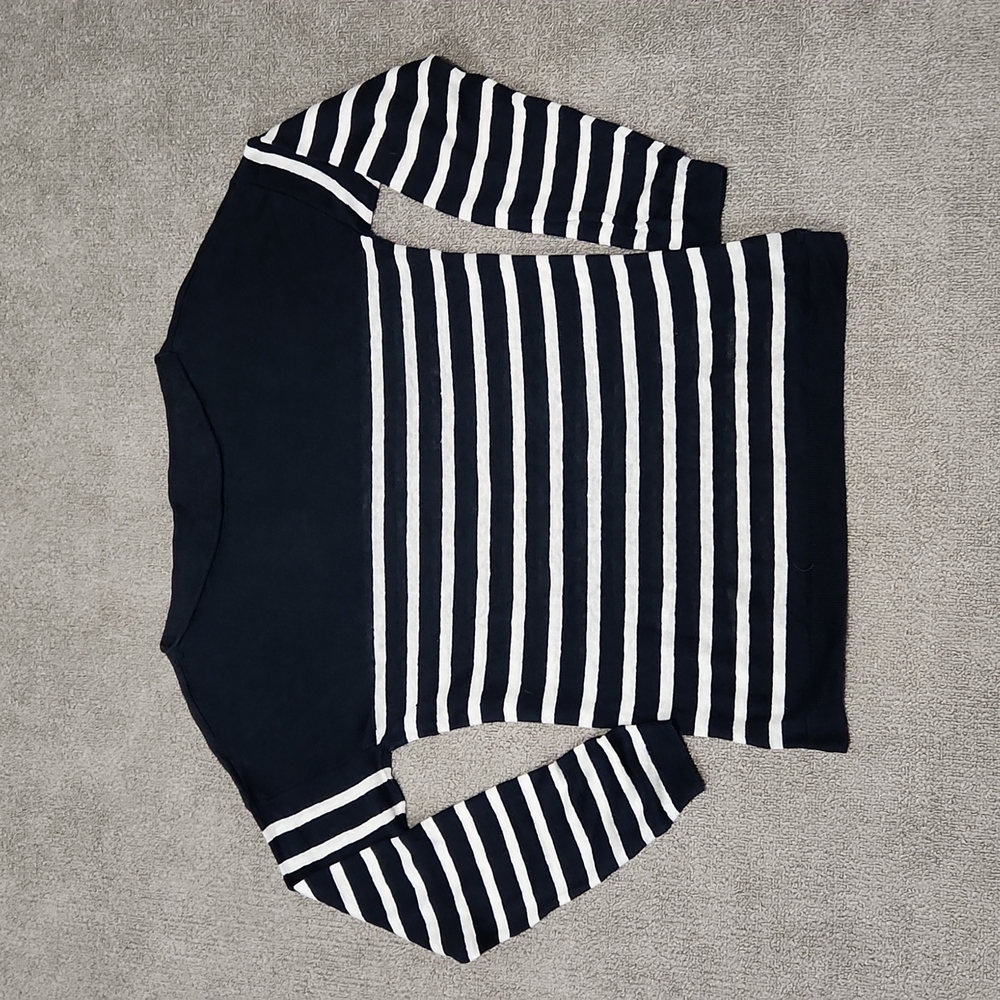 Uniqlo Navy & White Striped Long Sleeve